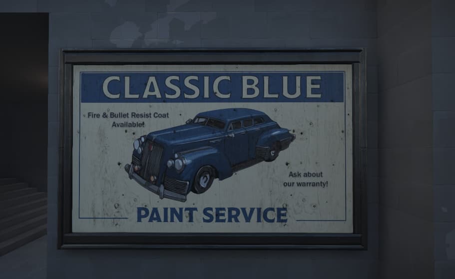 An advertisement for a Classic Blue Car Paint Service.